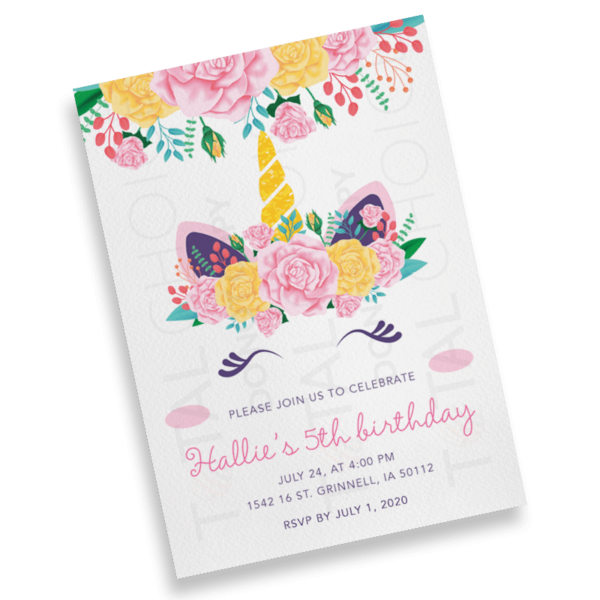 Floral Unicorn Birthday Invitation - Image 2
