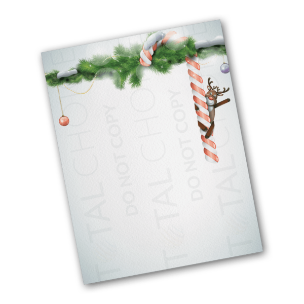 Candy Cane Deer Christmas Letterhead - Image 2
