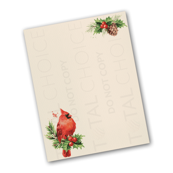 Pinecone Cardinal Holiday Letterhead - Image 2