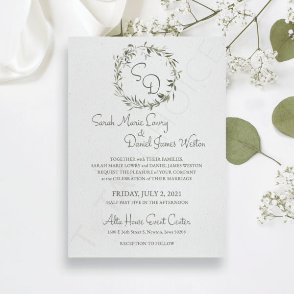 Vintage Greenery Invitation
