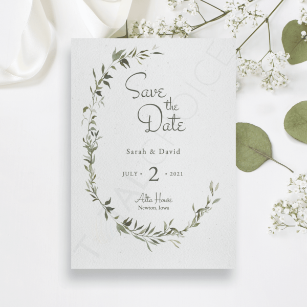 Vintage Greenery Save the Date