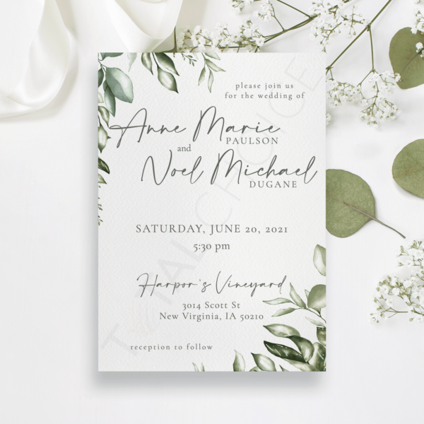 Watercolor Leaf Invitation