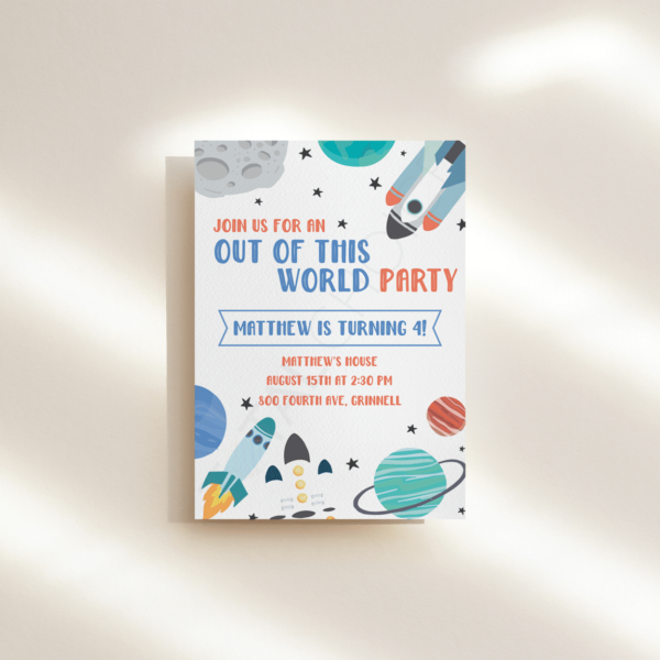 Blast Off Birthday Invitation