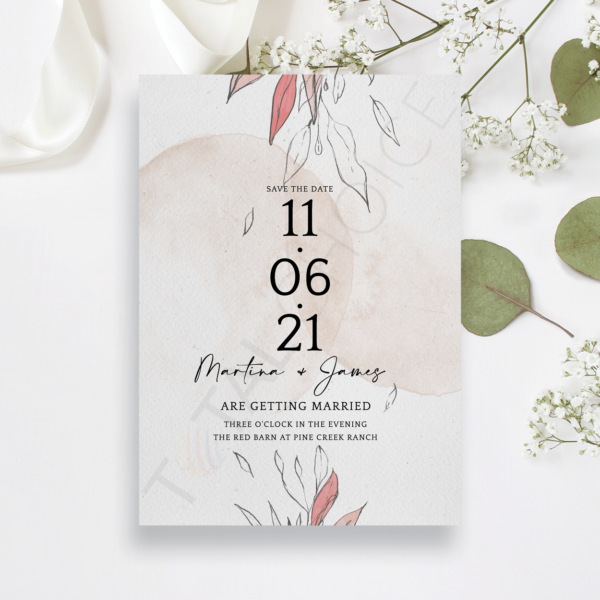 Blush Foliage Save the Date