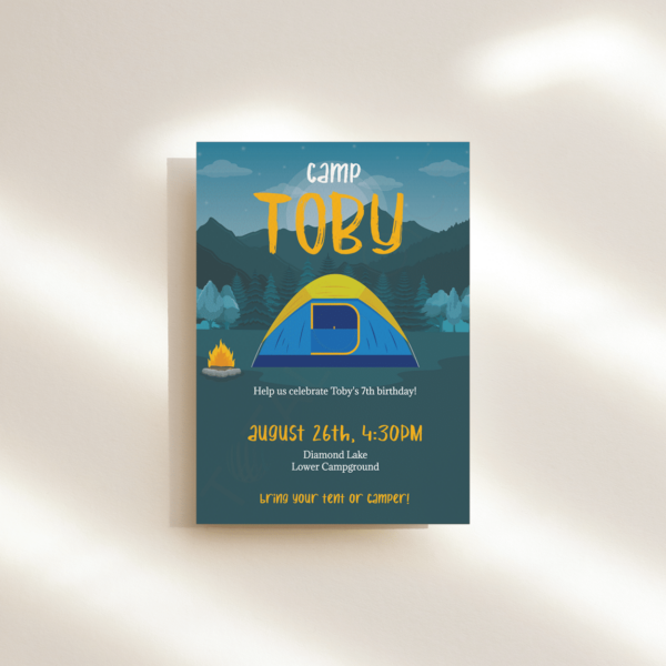 Mountain Campfire Birthday Invitation