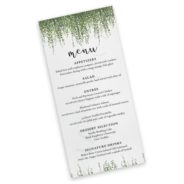 Dainty Greenery Menu - Image 2