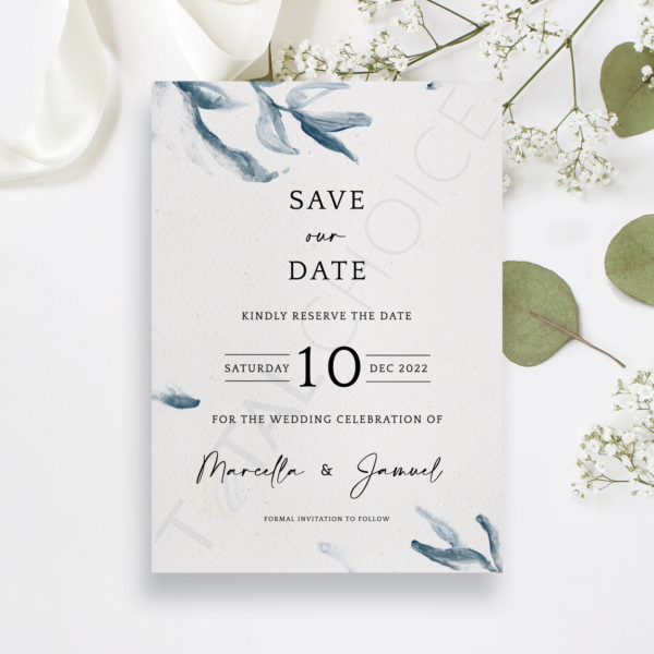 Elegant Blue Watercolor Save the Date