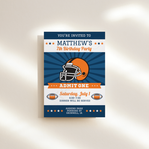All Star Football Birthday Invitation