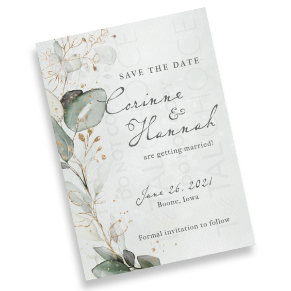 Golden Eucalyptus Wreath Save the Date - Image 2