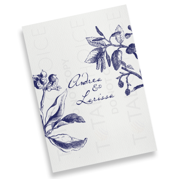 Gold and Navy Floral Invitation - Image 3