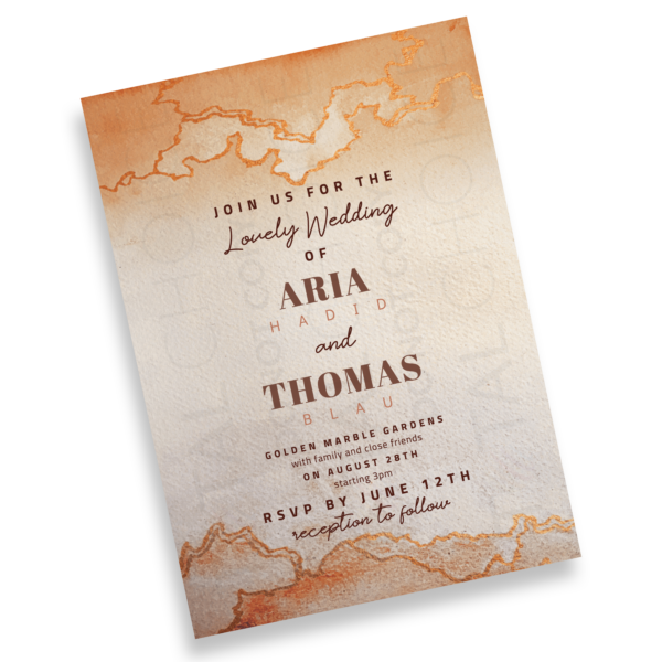 Golden Marble Watercolor Invitation - Image 4