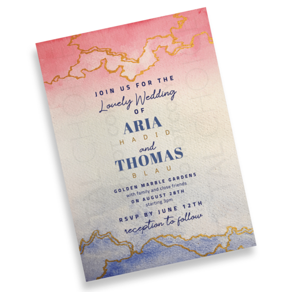 Golden Marble Watercolor Invitation - Image 2
