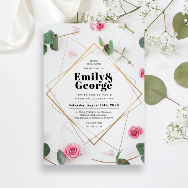 Eucalyptus Rose Invitation
