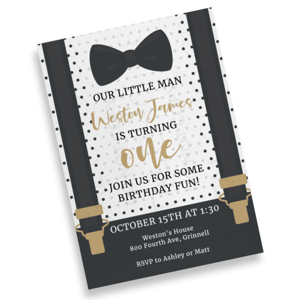Little Man Birthday Invitation - Image 2