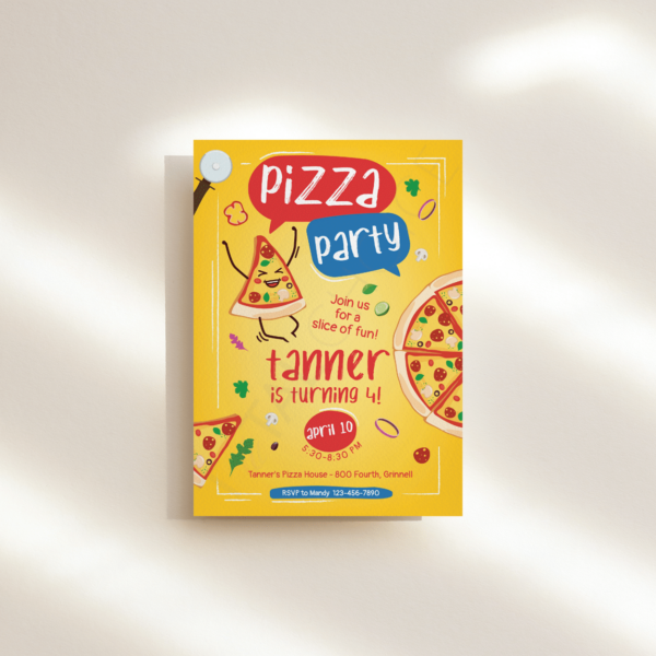 Pizza Party Birthday Invitation