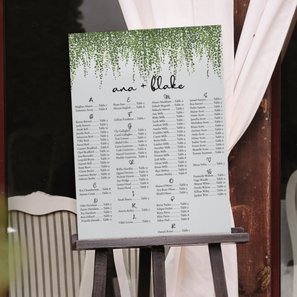 Dainty Greenery Seating Chart