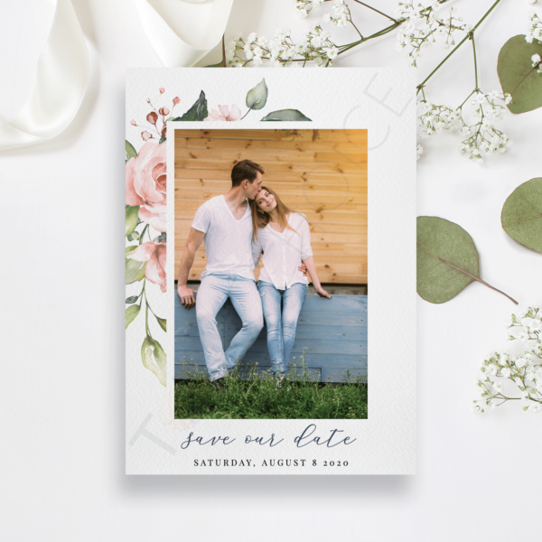 Simplistic Floral Save the Date