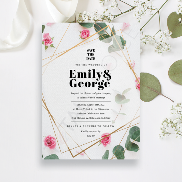 Eucalyptus Rose Save the Date