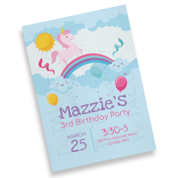 Unicorns and Rainbows Birthday Invitation - Image 2
