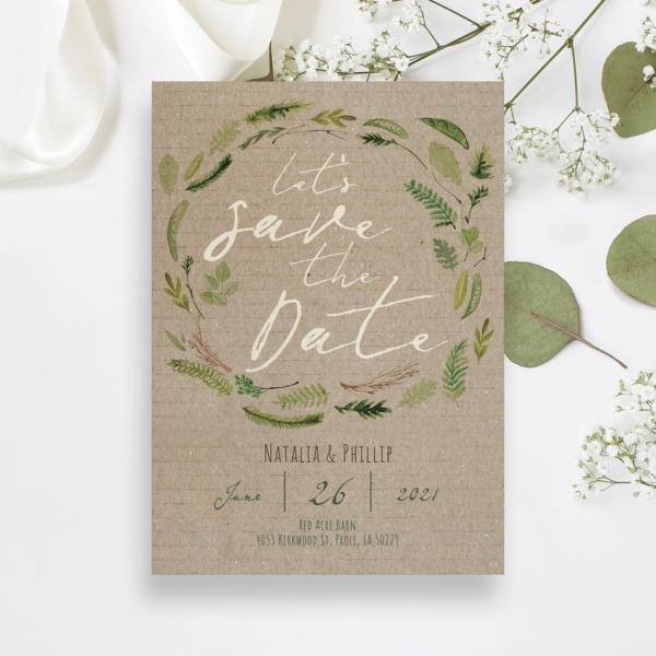 Vintage Watercolor Foliage Save the Date
