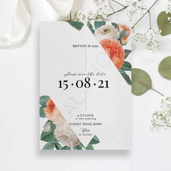 Mod Peony Floral Save the Date