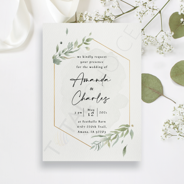 Modern Gold Foliage Invitation