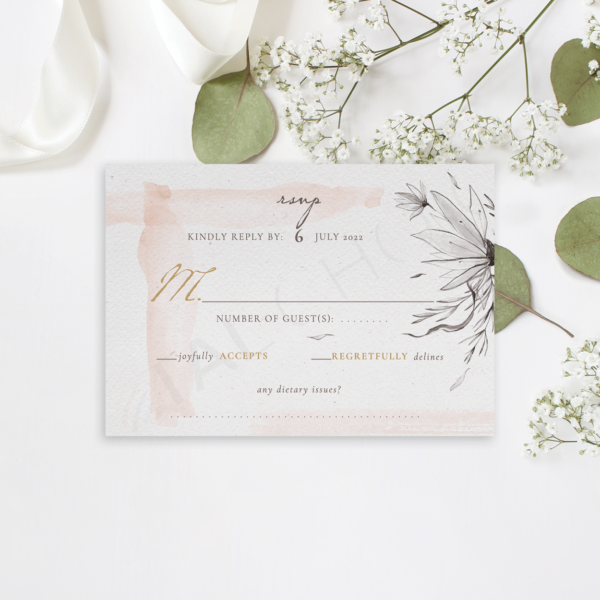 Peach & Grey Floral RSVP