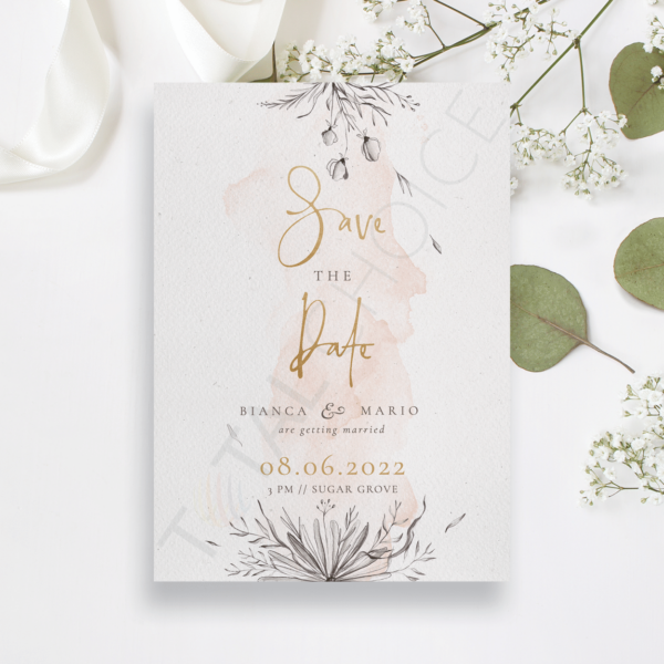 Peach & Grey Floral Save the Date