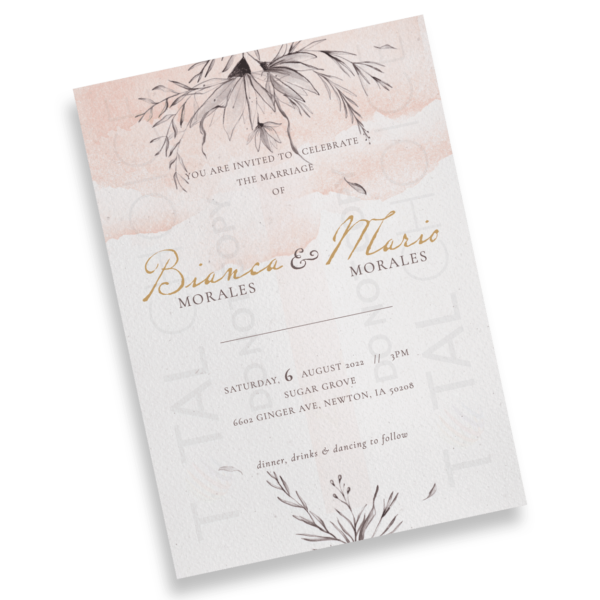 Peach & Grey Floral Invitation - Image 4