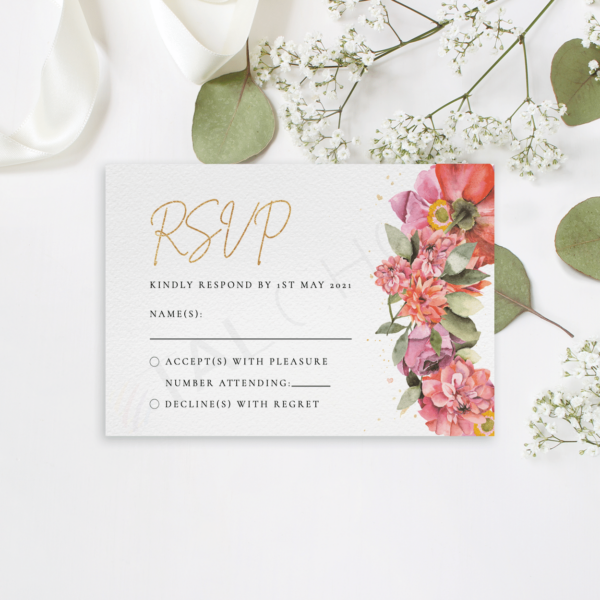 Floral and Gold RSVP