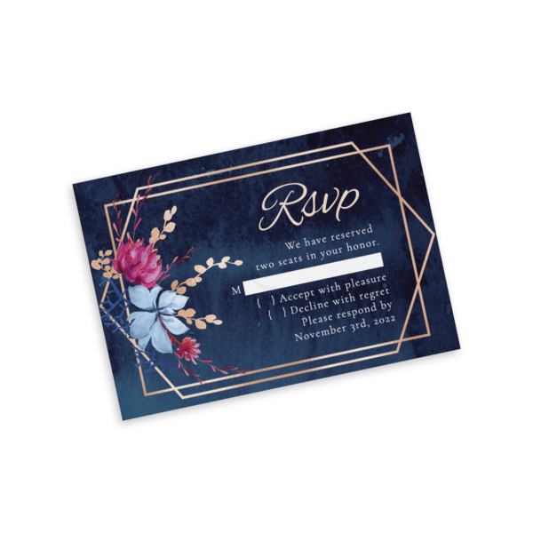 Navy and Burgundy Floral RSVP - Image 2