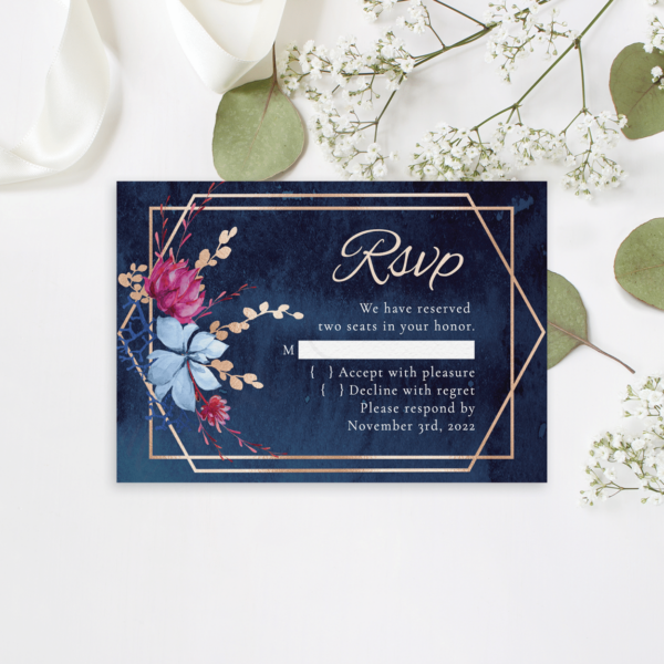 Navy and Burgundy Floral RSVP