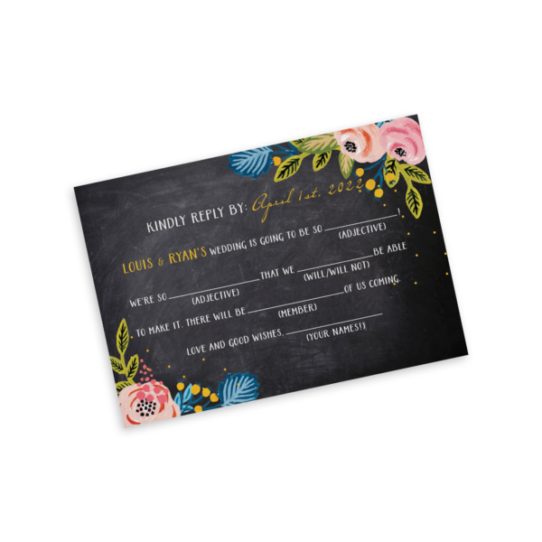 Rustic Chalkboard Floral RSVP - Image 2