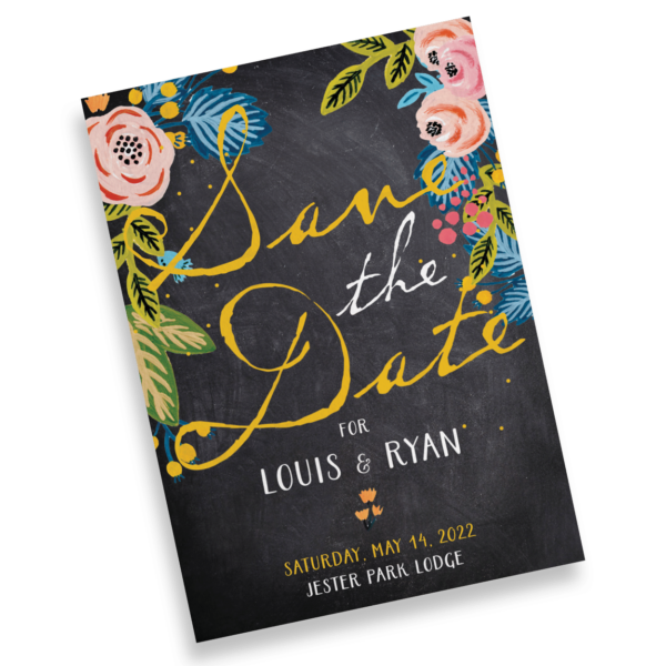 Rustic Chalkboard Floral Save the Date - Image 2