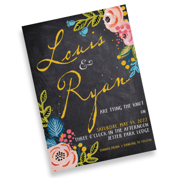 Rustic Chalkboard Floral Invitation - Image 2