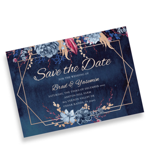 Navy and Burgundy Floral Save the Date - Image 2