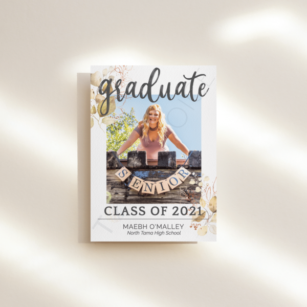 Gilded Floral Graduation Announcement