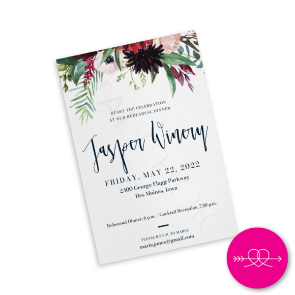 Winter Romance Rehearsal Dinner Card - Image 2